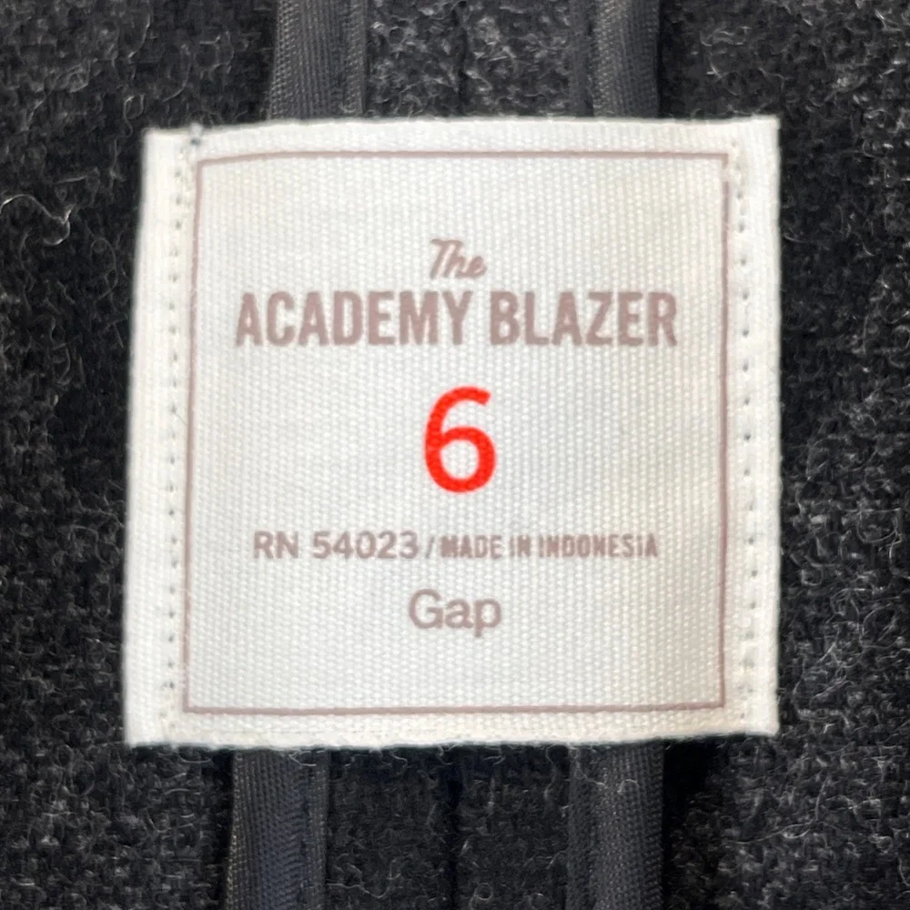 GAP The Academy Blazer Grey Gray Wool Blend Polka Dot Blazer Jacket Preppy Sz 6